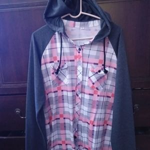 Women's Flannel hooded dress shirt